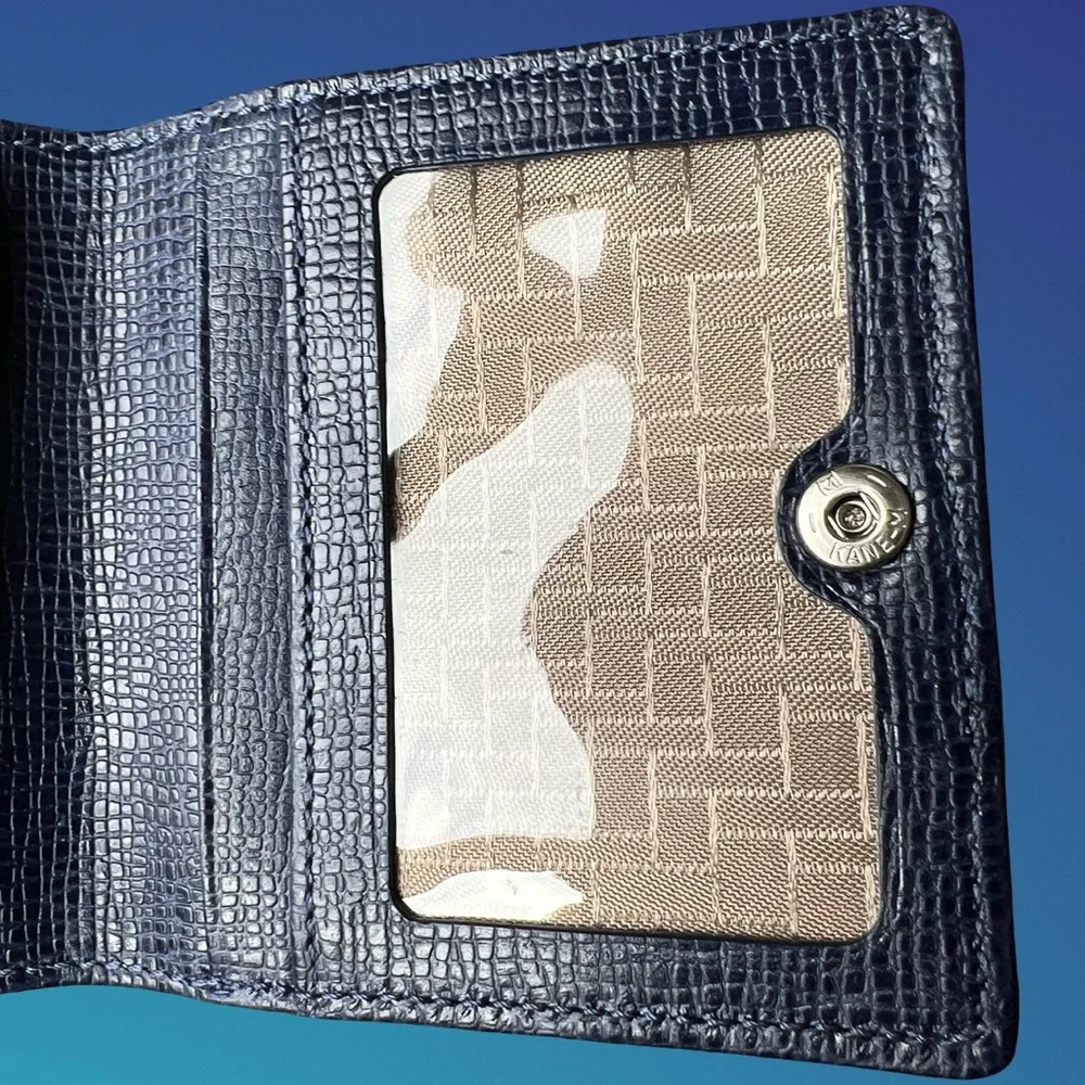 Cole Haan Blue Pebbled Leather Small Wallet/Card Holder - Picture 7 of 13